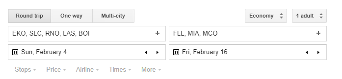 Comma Separate Multiple Airports on Google Flights