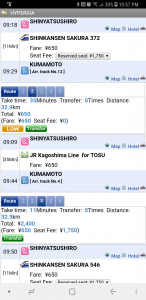 Kumamoto Train Schedule and Prices