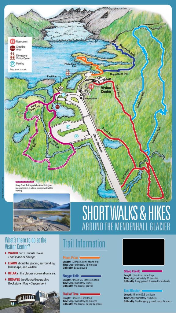 Pamphlet showing the trails available at Mendenhall Glacier